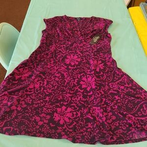 Pink and Egg Plant Purple Floral Dress